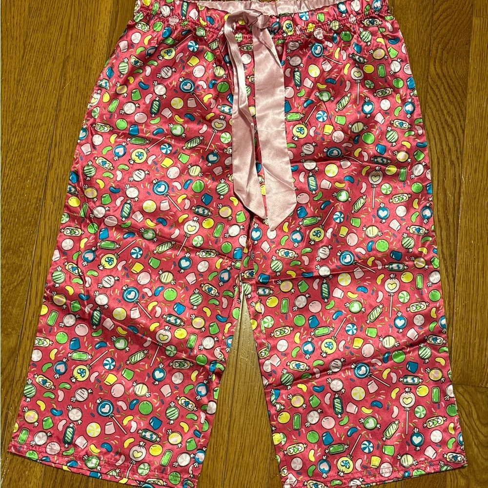 Justice Girls Pink and Green Pajama Bottoms with Floral Print 16/18 - NWOT